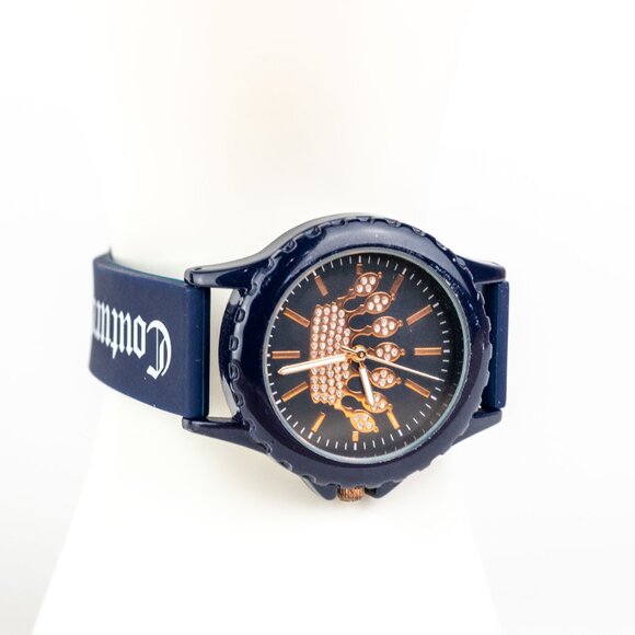 Juicy Couture Black Label Navy Blue Silicone Crown Crystal Watch JC/1324